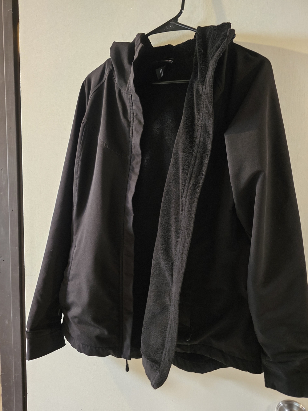 Kirkland Signature Black Hooded Raincoat with Fleece Lining